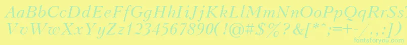 fuente UkrainianpeterburgItalic – Fuentes Verdes Sobre Fondo Amarillo