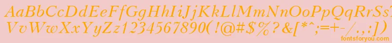 Fonte UkrainianpeterburgItalic – fontes laranjas em um fundo rosa