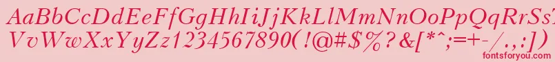 Fonte UkrainianpeterburgItalic – fontes vermelhas em um fundo rosa