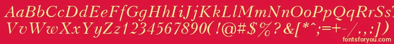 Fonte UkrainianpeterburgItalic – fontes amarelas em um fundo vermelho