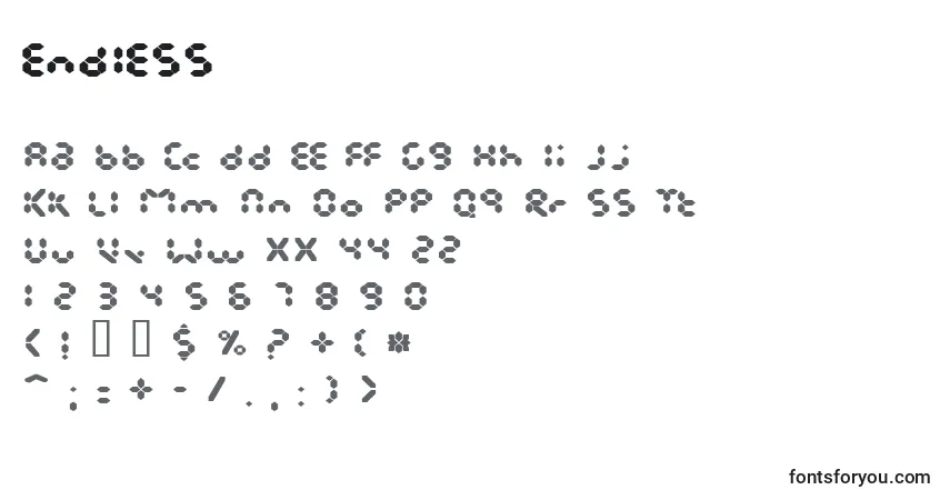 Czcionka Endless – alfabet, cyfry, specjalne znaki