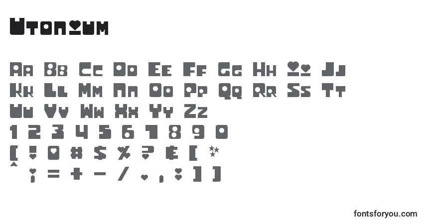 Utonium-fontti – aakkoset, numerot, erikoismerkit