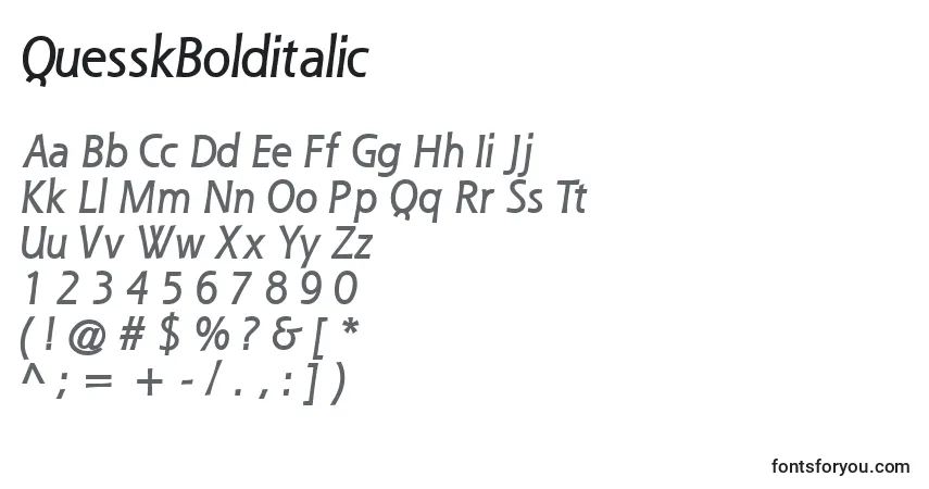 A fonte QuesskBolditalic – alfabeto, números, caracteres especiais