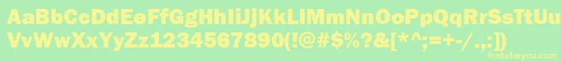 Fonte StGothicHvHeavy – fontes amarelas em um fundo verde