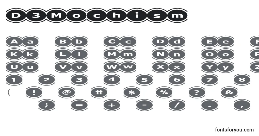 D3Mochism-fontti – aakkoset, numerot, erikoismerkit