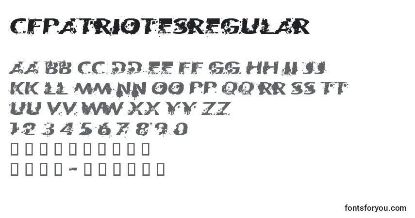 Schriftart CfpatriotesRegular – Alphabet, Zahlen, spezielle Symbole