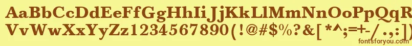 フォントJason – 茶色の文字が黄色の背景にあります。