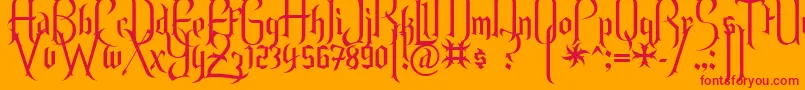 Endor ffy-Schriftart – Rote Schriften auf orangefarbenem Hintergrund