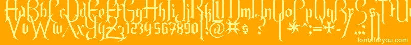 More about Endor ffy Font Endor ffy Font – Yellow Fonts on Orange Background