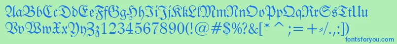FrakturBt Font – Blue Fonts on Green Background