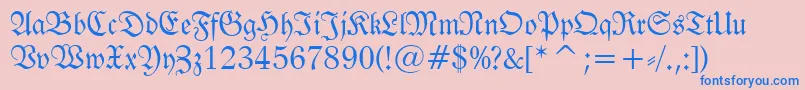 FrakturBt-Schriftart – Blaue Schriften auf rosa Hintergrund