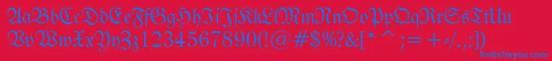 FrakturBt Font – Blue Fonts on Red Background