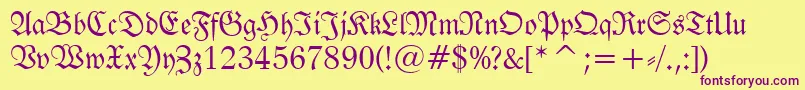 FrakturBt Font – Purple Fonts on Yellow Background