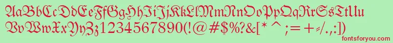 FrakturBt Font – Red Fonts on Green Background