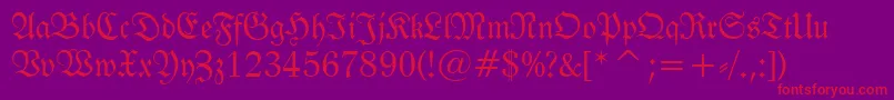 FrakturBt-Schriftart – Rote Schriften auf violettem Hintergrund