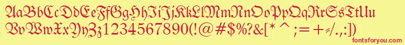 FrakturBt Font – Red Fonts on Yellow Background