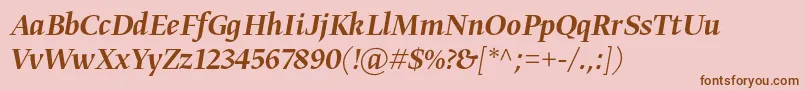 GretadisplayproMediumitalic-Schriftart – Braune Schriften auf rosa Hintergrund