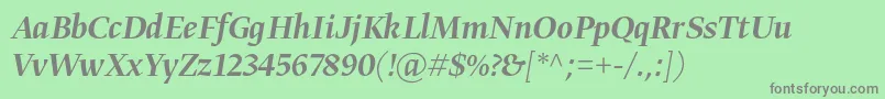 Czcionka GretadisplayproMediumitalic – szare czcionki na zielonym tle
