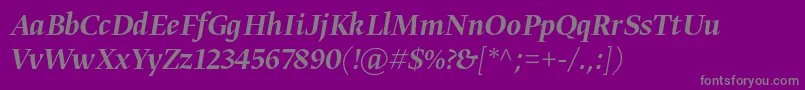 フォントGretadisplayproMediumitalic – 紫の背景に灰色の文字