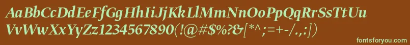 Czcionka GretadisplayproMediumitalic – zielone czcionki na brązowym tle