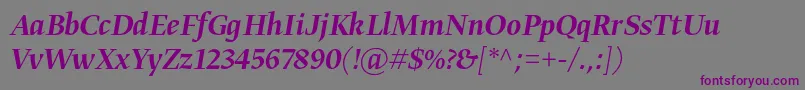 フォントGretadisplayproMediumitalic – 紫色のフォント、灰色の背景