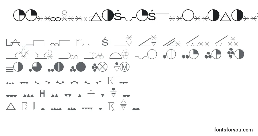 Czcionka EsriClimatePrecipitation – alfabet, cyfry, specjalne znaki