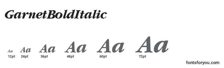 GarnetBoldItalic Font Sizes