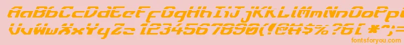 EnsignFlandryLaserItalic-Schriftart – Orangefarbene Schriften auf rosa Hintergrund