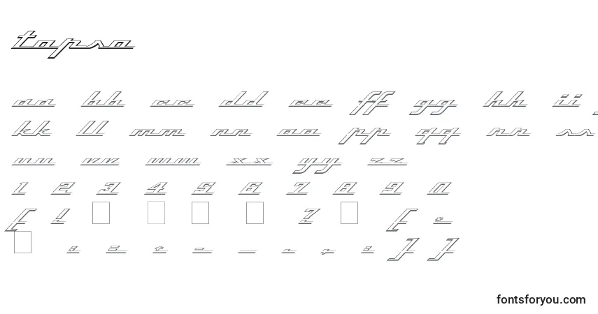 Czcionka Topso – alfabet, cyfry, specjalne znaki