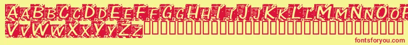 ChloeConfetti-Schriftart – Rote Schriften auf gelbem Hintergrund