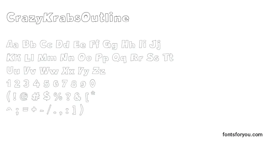 Шрифт CrazyKrabsOutline – алфавит, цифры, специальные символы