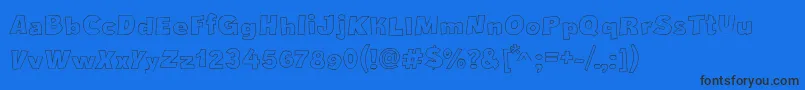 CrazyKrabsOutline-Schriftart – Schwarze Schriften auf blauem Hintergrund