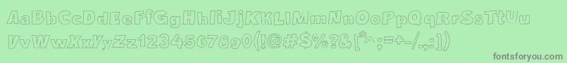 フォントCrazyKrabsOutline – 緑の背景に灰色の文字