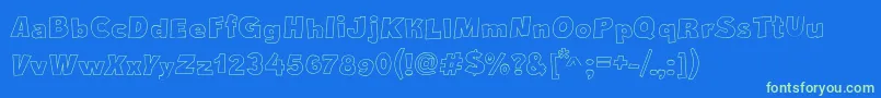 CrazyKrabsOutline-Schriftart – Grüne Schriften auf blauem Hintergrund