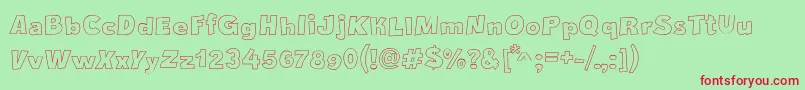 CrazyKrabsOutline-Schriftart – Rote Schriften auf grünem Hintergrund