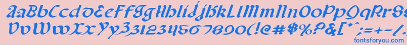 ValeriusExpandedItalic Font – Blue Fonts on Pink Background