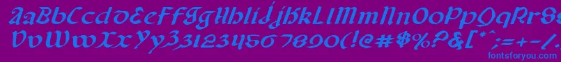 ValeriusExpandedItalic Font – Blue Fonts on Purple Background