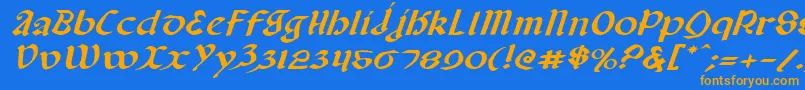 ValeriusExpandedItalic Font – Orange Fonts on Blue Background