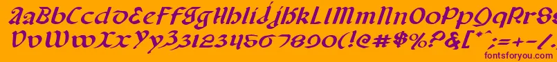 ValeriusExpandedItalic Font – Purple Fonts on Orange Background