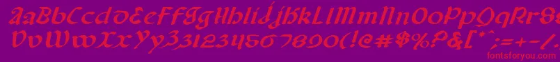 ValeriusExpandedItalic-Schriftart – Rote Schriften auf violettem Hintergrund