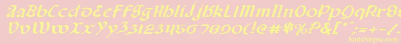 ValeriusExpandedItalic-Schriftart – Gelbe Schriften auf rosa Hintergrund