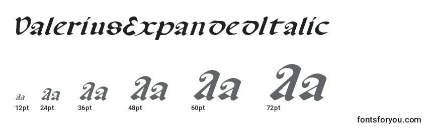 Размеры шрифта ValeriusExpandedItalic