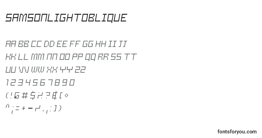 Шрифт SamsonLightOblique – алфавит, цифры, специальные символы
