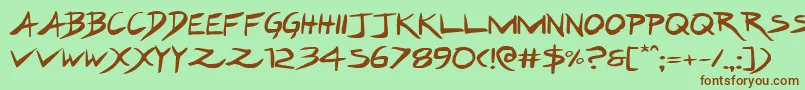 Hakturusexpand Font – Brown Fonts on Green Background