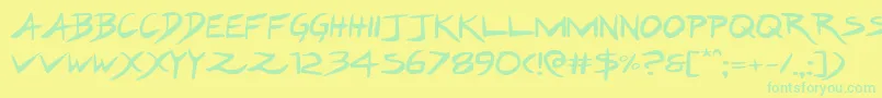 Hakturusexpand Font – Green Fonts on Yellow Background