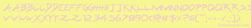 Hakturusexpand-Schriftart – Rosa Schriften auf gelbem Hintergrund