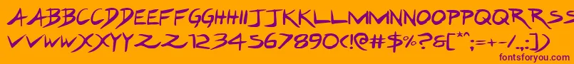 Czcionka Hakturusexpand – fioletowe czcionki na pomarańczowym tle