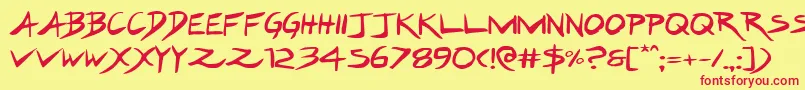 Hakturusexpand Font – Red Fonts on Yellow Background
