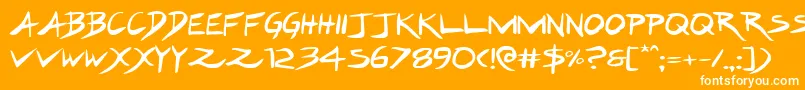 Hakturusexpand-Schriftart – Weiße Schriften auf orangefarbenem Hintergrund