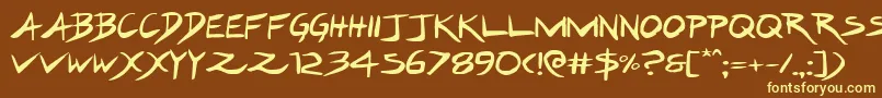 Hakturusexpand Font – Yellow Fonts on Brown Background